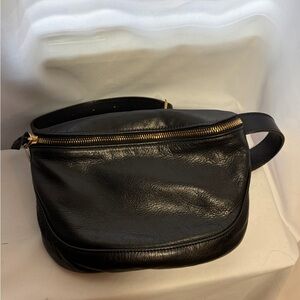CLARE V. Black Leather Fanny Pack/Belt Bag